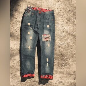 NWT FJ Women's Distressed Patched Jeans